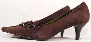 Ann Taylor Brown Suede Pumps 7 5M Heels Buckle Accent Womens Shoes 