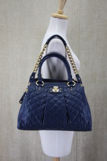 Marc Jacobs Quilted Classic Alyona Navy Lambskin Bag Leather Satchel 