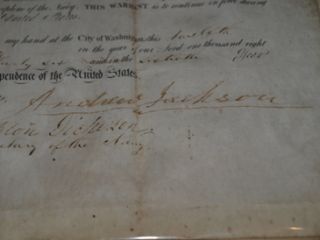 Andrew Jackson Signed X2 Naval Appointment 1836 Doc