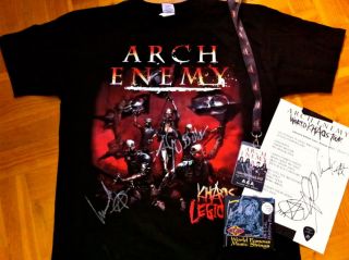 ARCH ENEMY RUSSIA Tour Shirt, size L, AAA Pass, Strings, Pick, Setlist 