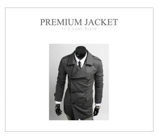 Mens Slim Wool Double Coat Outwear Charcoal M L XL 2XL MD0152