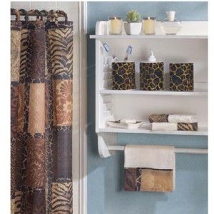 Animal Print Bath Room Shower Curtain Towel Toothbrush Lotion Soap 