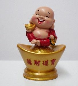 Happy Bobblehead Buddhist Buddha Golden Coin Figure A