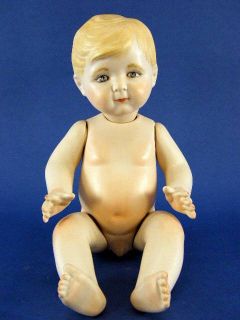 Vintage Handmade Porcelain 12 Anatomically Correct Boy Doll