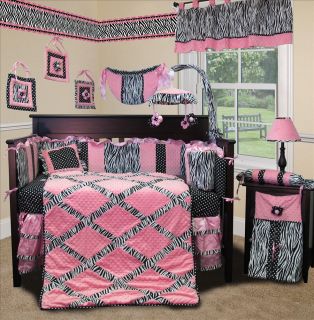   print out your shipping label pink minky zebra baby bedding set 13 pcs