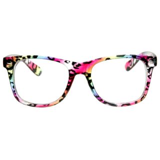  Rainbow Multicolored Animal Print Clear Lens Shades Style Glasses 8491