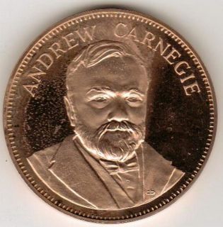 1971 ANDREW CARNEGIE GREAT AMERICANS FRANKLIN MINT Bronze Proof Coin 