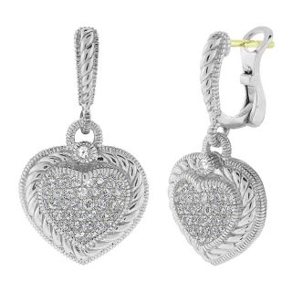 Judith Ripka $400 Sterling Silver 18K Sapphire Pave Drop Heart 
