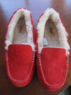 UGG ANSLEY Sheepskin Moccasin Slipper Shoes Size 8 KOI orange EUC