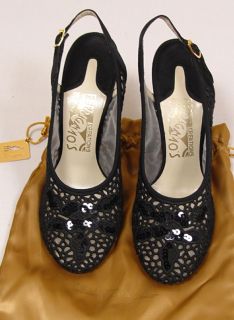 Salvatore Ferragamo Shoes $1340 Black Handmade Creations Ranina Sandal 