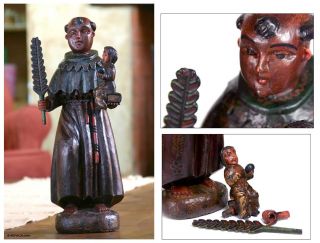 Saint Anthony of Padua Guatemala Wood Santo Art Statue 15 Sculpture 