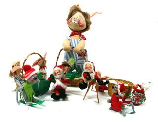 Annalee Dolls 1960 Christmas Cloth Decoration Figurines