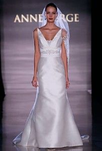Anne Barge 549 Ivory Silk Mikado VNeck New Elegant Couture Wedding 