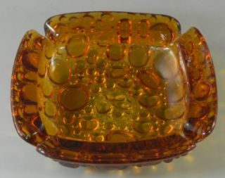 Blenko Amber Glass Bubble Ashtray Vintage