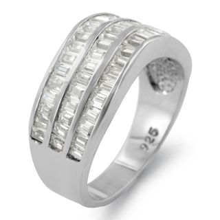 Baguette Stone Wedding Bridal Anniversary Ring Band Sterling Silver 