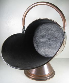 C1900 Antique Victorian English Copper Ash Coal Bucket Fire Fireplace 