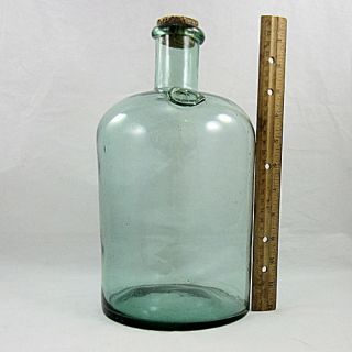 ANTIQUE Aqua Marine Glass Spring Bottle Mid 1800s Dip/Free 