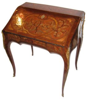 Antique Louis XV Style Ladies Writing Marquetry Desk
