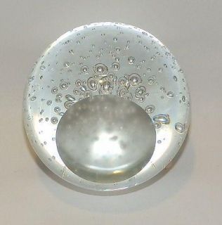 Vintage Controlled Bubble Clear Art Glass Paperweight Bullicante