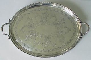   Antique Early American Ivy Large Silver Tray Hallmarks