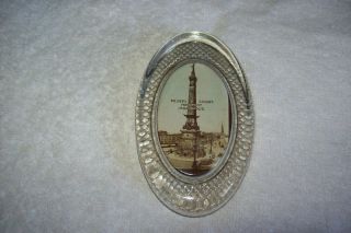 Antique Glass Paperweight Oval Soldiers Sailors Monument