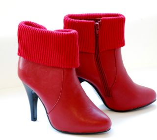 New Women Ankle Cuff Booties Boots Stiletto High Heel Fux Leather 