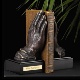 Personalized Antique Brass Praying Hands Bookends