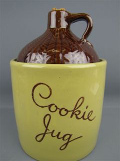 Vintage Moonshine Cookie Jar Jug Monmouth Cork Top Lid