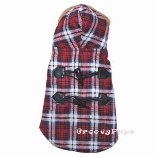 918 XS XL Red Hooded Padded Flannel Coat Dog Clothes