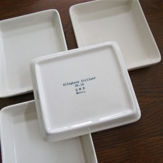   ALLEGHENY AIRLINES Canape Appetizer PLATES Square White CERAMIC 5 x6