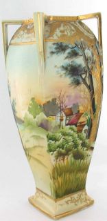 Antique Imperial Nippon Moriage HP Lake Large 13 Vase