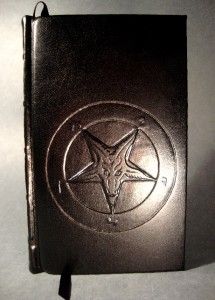 leather bound the satanic bible anton lavey baphomet