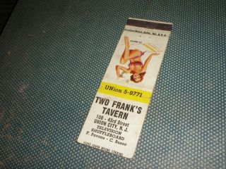Two Frank s Tavern Union City New Jersey Old Matchcover Maryland 
