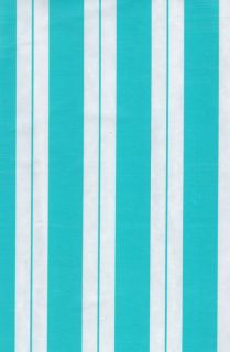 Awning Stripe Vinyl Tablecloth Aqua White Flannel Backing Free 
