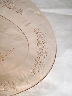 Cabbage Rose Pink Depression Glass Oval Plate Sharon