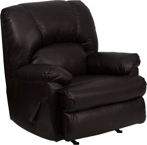 CONTEMPORARY APACHE BLACK OR BROWN LEATHER ROCKER RECLINER