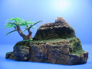 Mountain Aquarium Ornament Tree Rock Cave Stone Moss