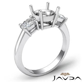 Oval Diamond 3 Stone Anniversary Ring Setting Platinum Engagement 