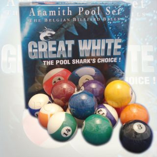 Aramith Great White set : For Pool Sharks ! The Great White strikes 