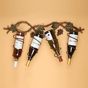 Monterey Arbor Horizontal Wall Wine Bottle Rack Holder Grapes 
