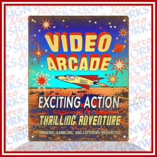 Video Arcade Sign Game Machines Atari Asteroids Pacman Sega Galaga 