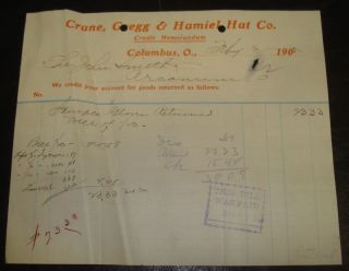   & HAMIEL HAT CO Columbus OH THE JOHN SMITH ARCANUM CO Ohio 1905 doc