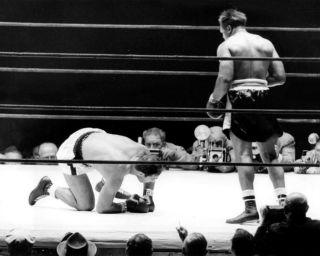 1955 Rocky Marciano Archie Moore RARE Knock Down Photo