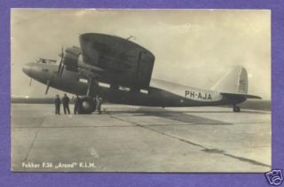 S6703 Aviation Postcard Fokker F 36 Arend K L M