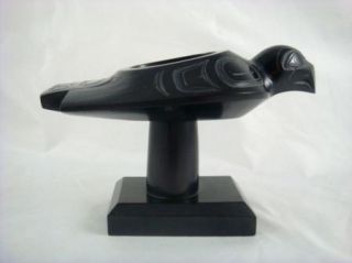 Vintage 1982 Argillite Eagle Bowl Haida Canadian Carving Greg White 