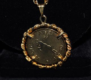 Aries Astrological Gold Coin Shaped Pendant NIB