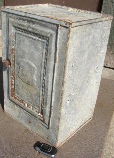 Antique Galvanized Tin Biscuit Cabinet Bread Box Pie Safe