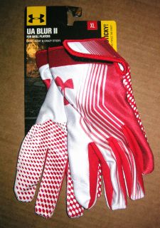 Under Armour UA Blur II Football Gloves XL Brand New WR RB DB Red 
