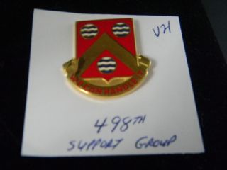 This is a US Army 498th Support Group DUI Unit Insignia Crest pin. V 