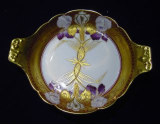   LIMOGES FRANCE HAND PAINTED W A PICKARD PLATE IRIS DESIGN SIGNED ARNO